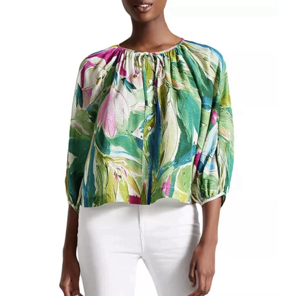 Ted Baker Karisah Raglan Puff Sleeve Blouse Top Size 2 Medium